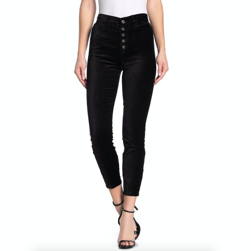 7FAM HighWaist ButtonFly Velvet Skinny